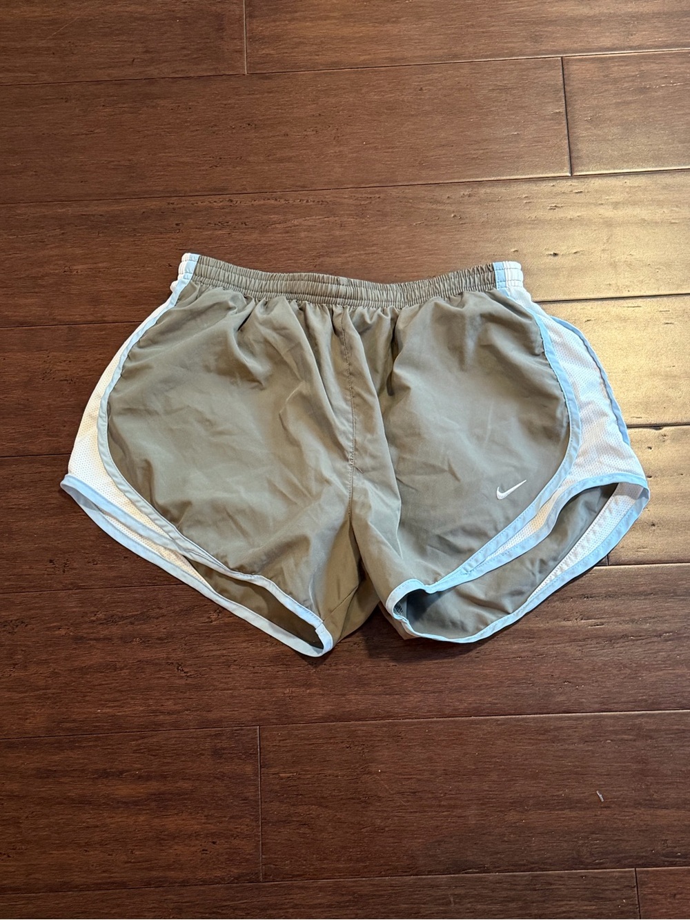 Nike Women's Gray, Blue, and White Athletic Shorts